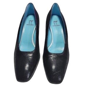 Thierry Rabotin Black Shimmery Suede Italian Heels Sz 39